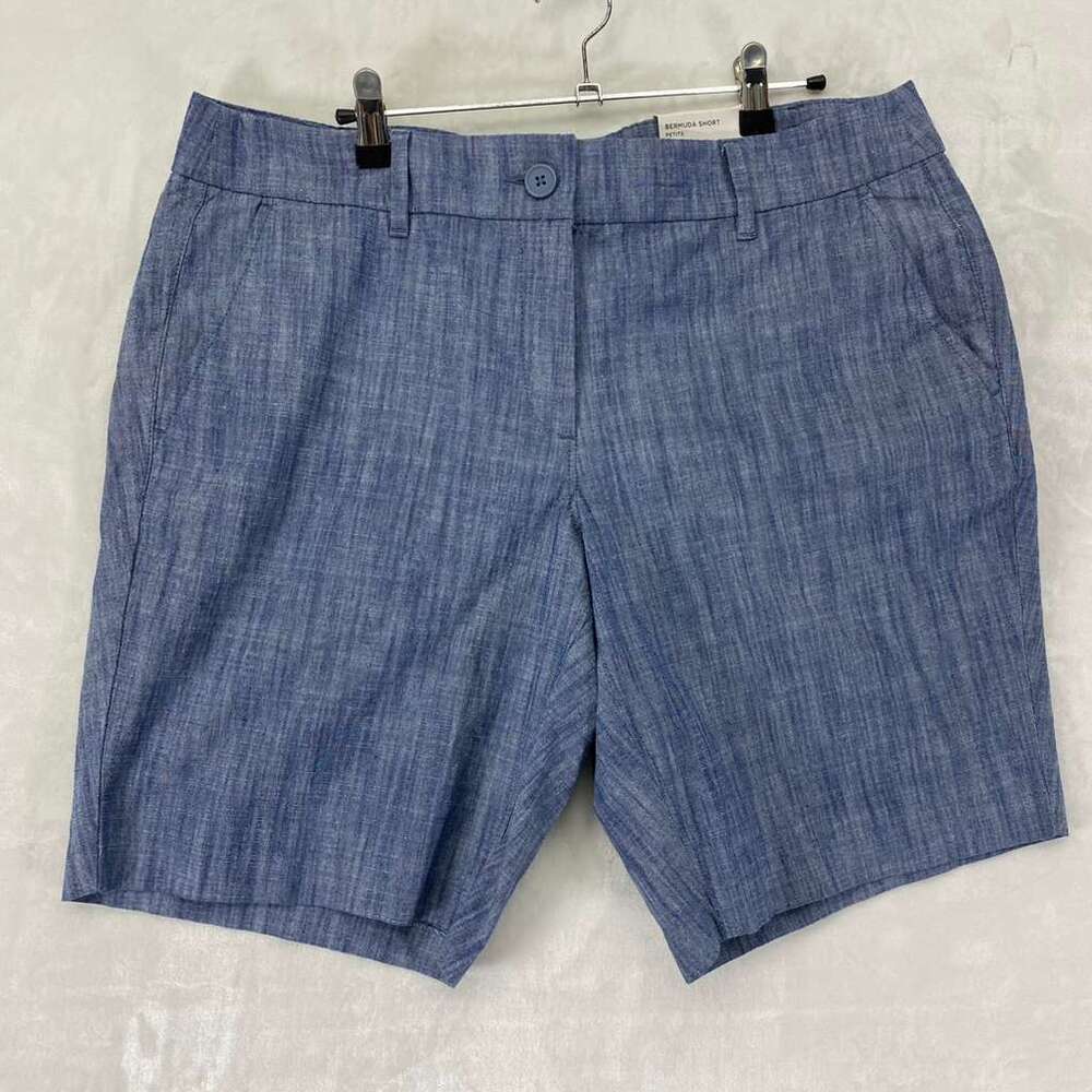 LOFT Women´s Bermuda Short Petite Blue Cotton Spandex Pockets Sz 14P - Picture 2 of 10